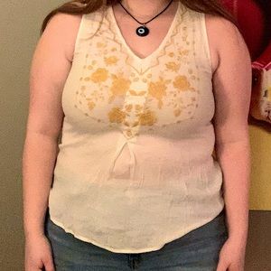 White and Yellow Floral Tank top
